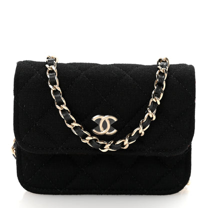 Chanel Jersey Quilted Micro Mini Flap Black 1 of 10