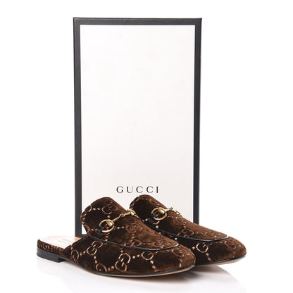 Gucci Velvet GG Monogram Mens Princetown Slippers 7 Brown 9 of 9