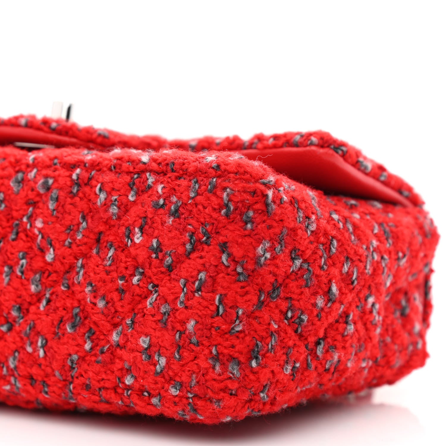 Chanel Tweed Quilted Mini Rectangular Flap Red Grey 10 of 10