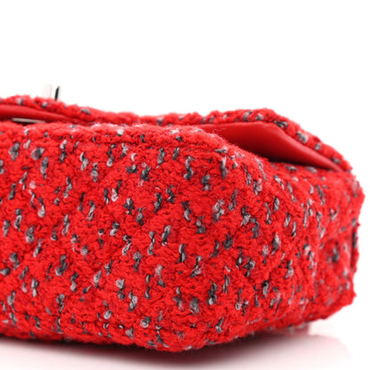Chanel Tweed Quilted Mini Rectangular Flap Red Grey 10 of 10