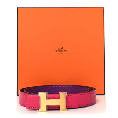 Hermes Epsom Swift 32mm H Belt 90/36 Rose Mexico Anemone 6 of 6