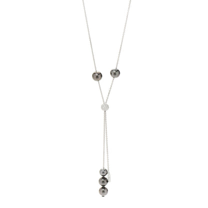 Mikimoto 18K White Gold Diamond Black South Sea Pearl 8.4-10.9mm Pearls In Motion Necklace 1 of 5