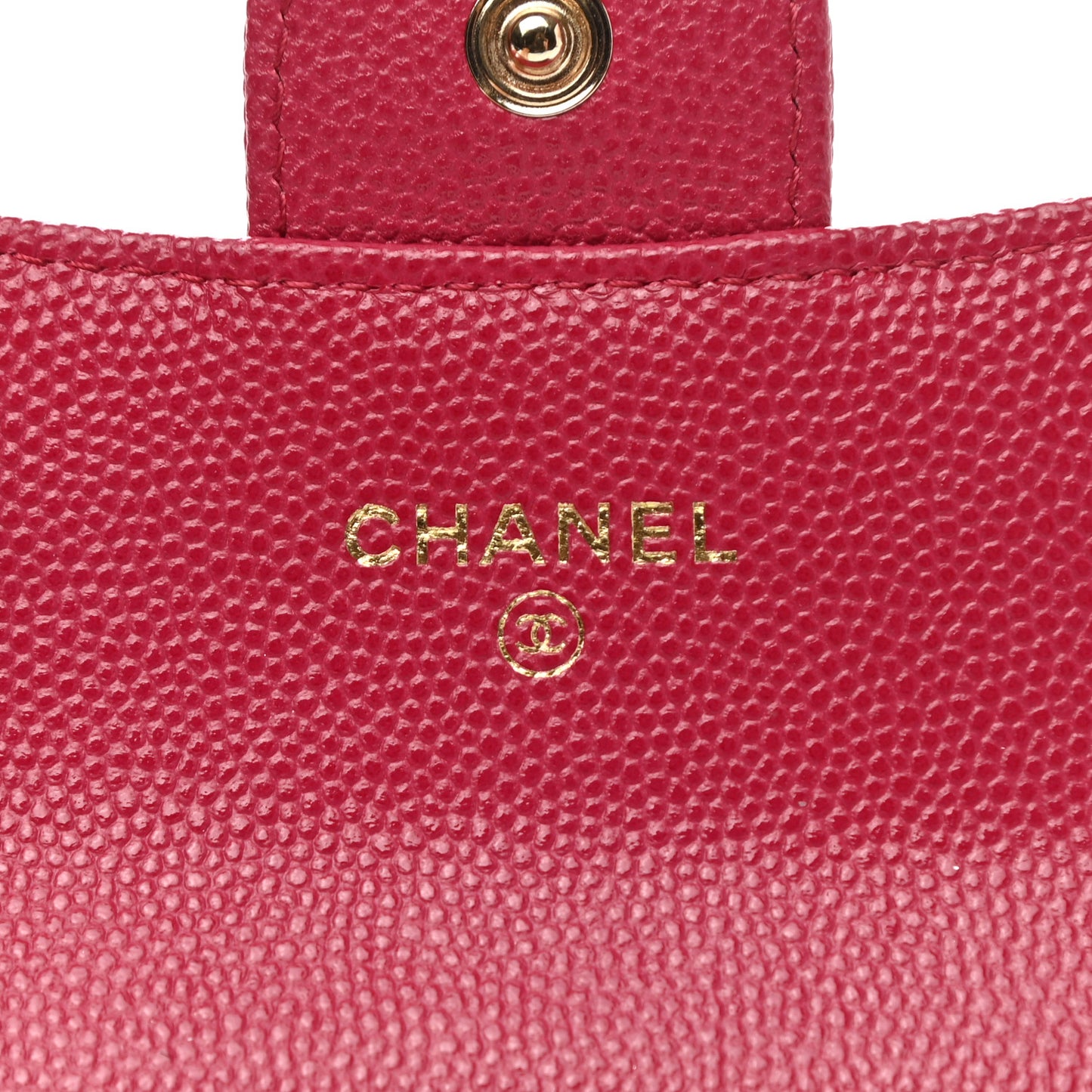 Caviar Quilted Flap Card Holder Wallet Dark Pink
