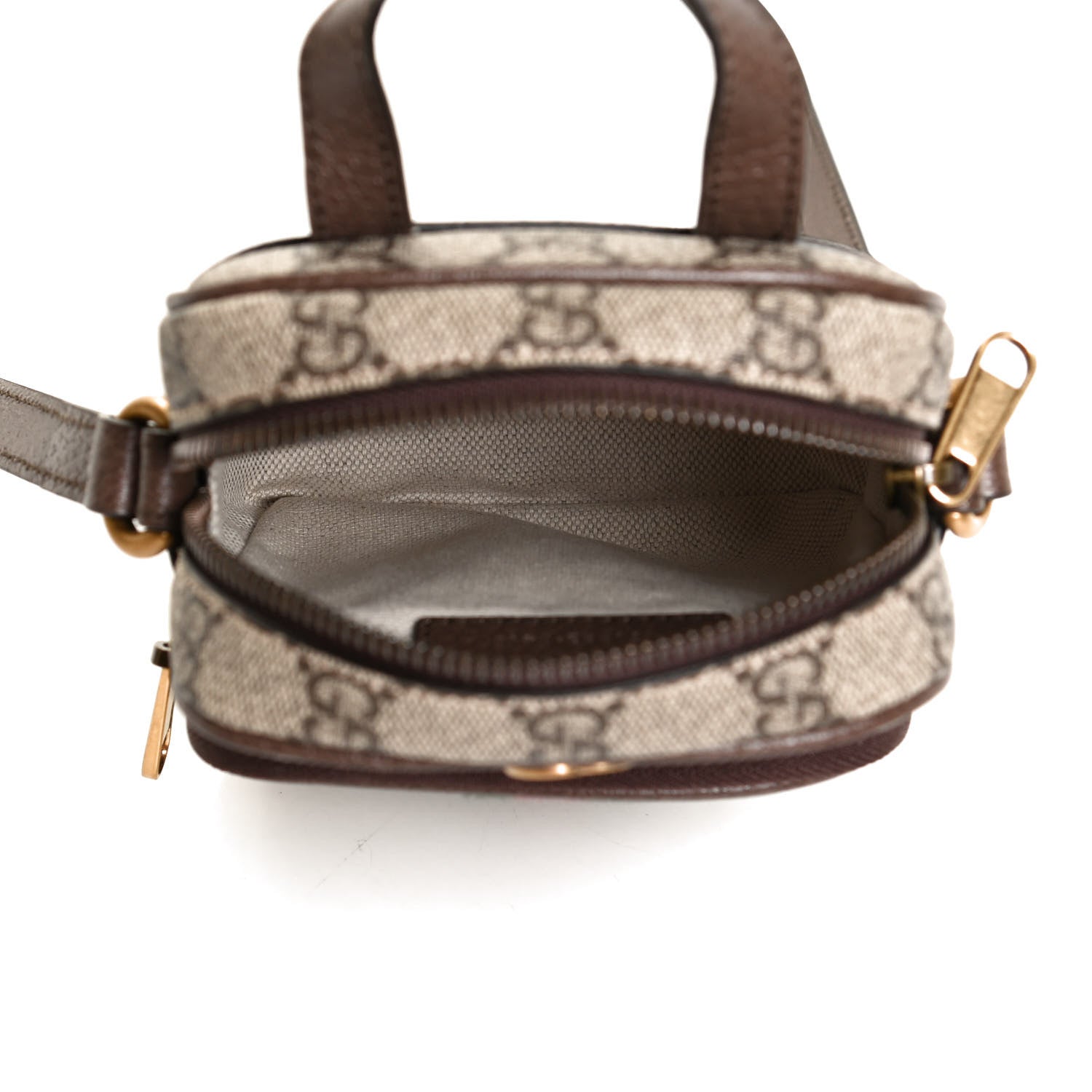 Gucci GG Supreme Monogram Web Mini Ophidia Double Zip Messenger Bag Beige New Acero 5 of 11