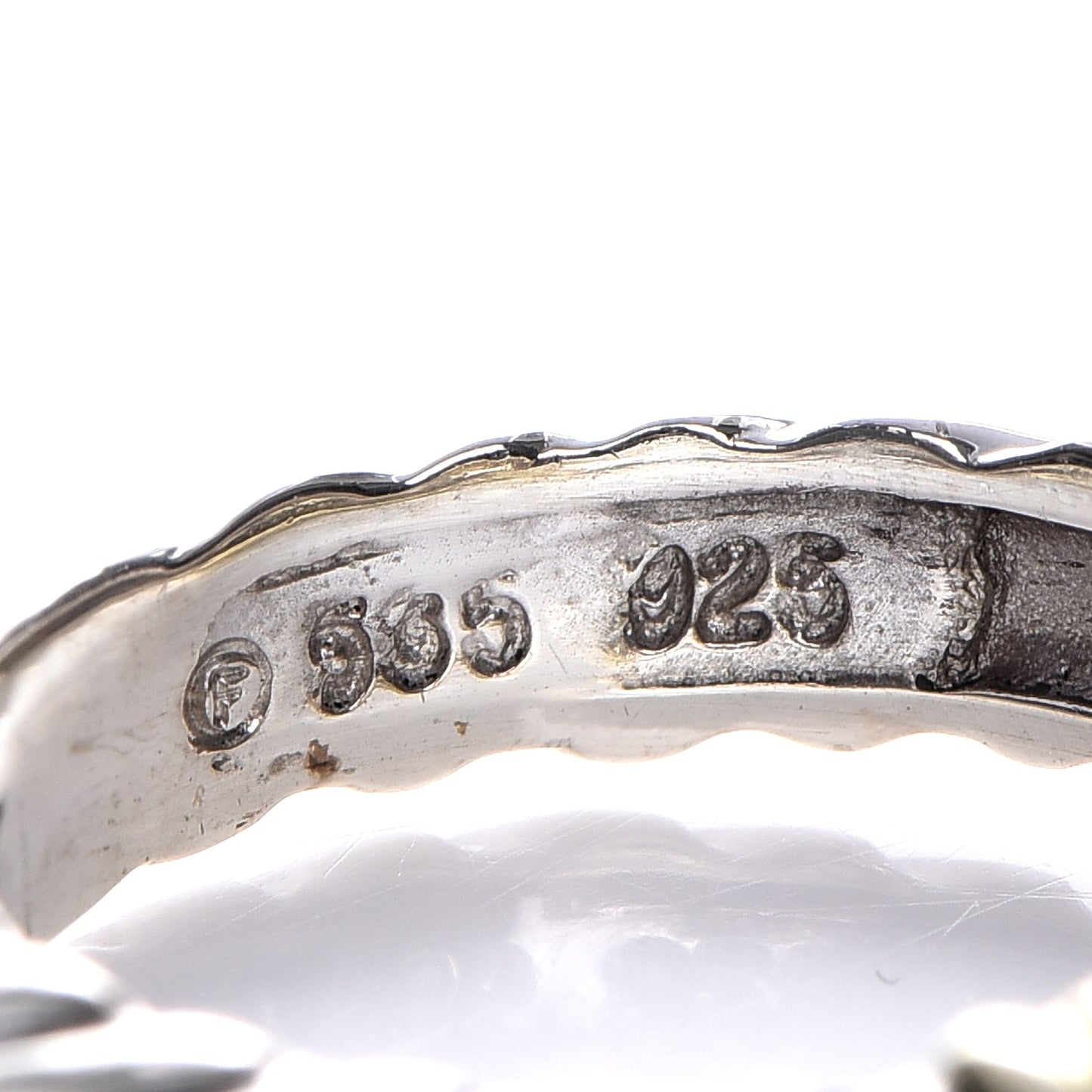 Sterling Silver 14K Yellow Gold 3 Diamond Metro Cable Ring 50 5.5