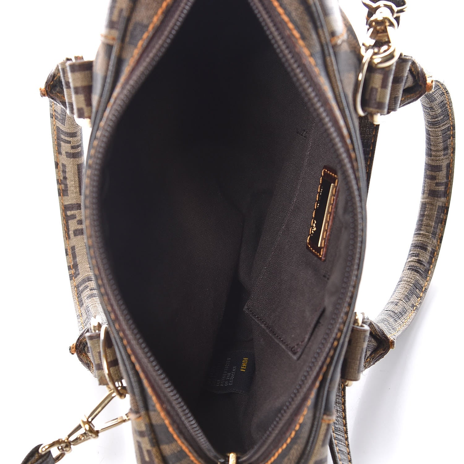 Fendi Zucca Zucchino Mixed Media Boston Tobacco 7 of 13