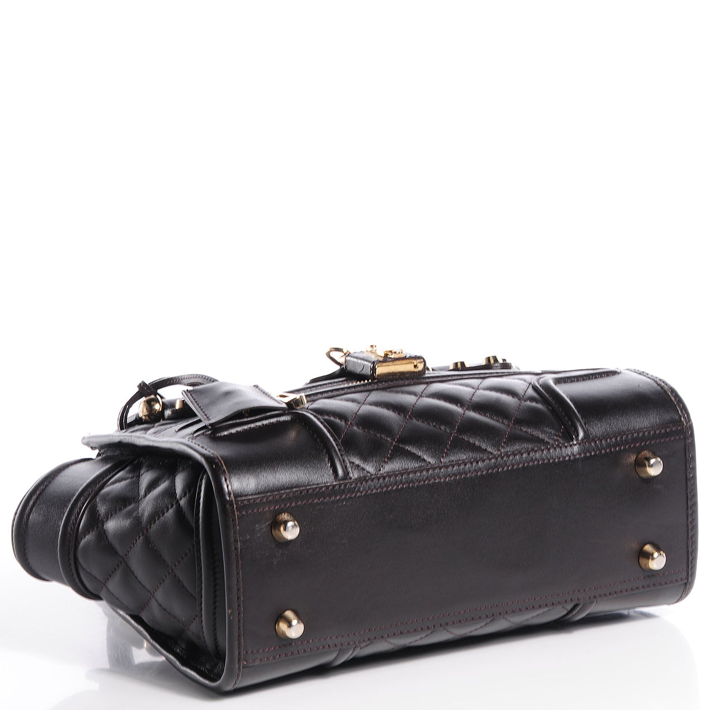 Quilted Calfskin Manor Tote Dark Brown