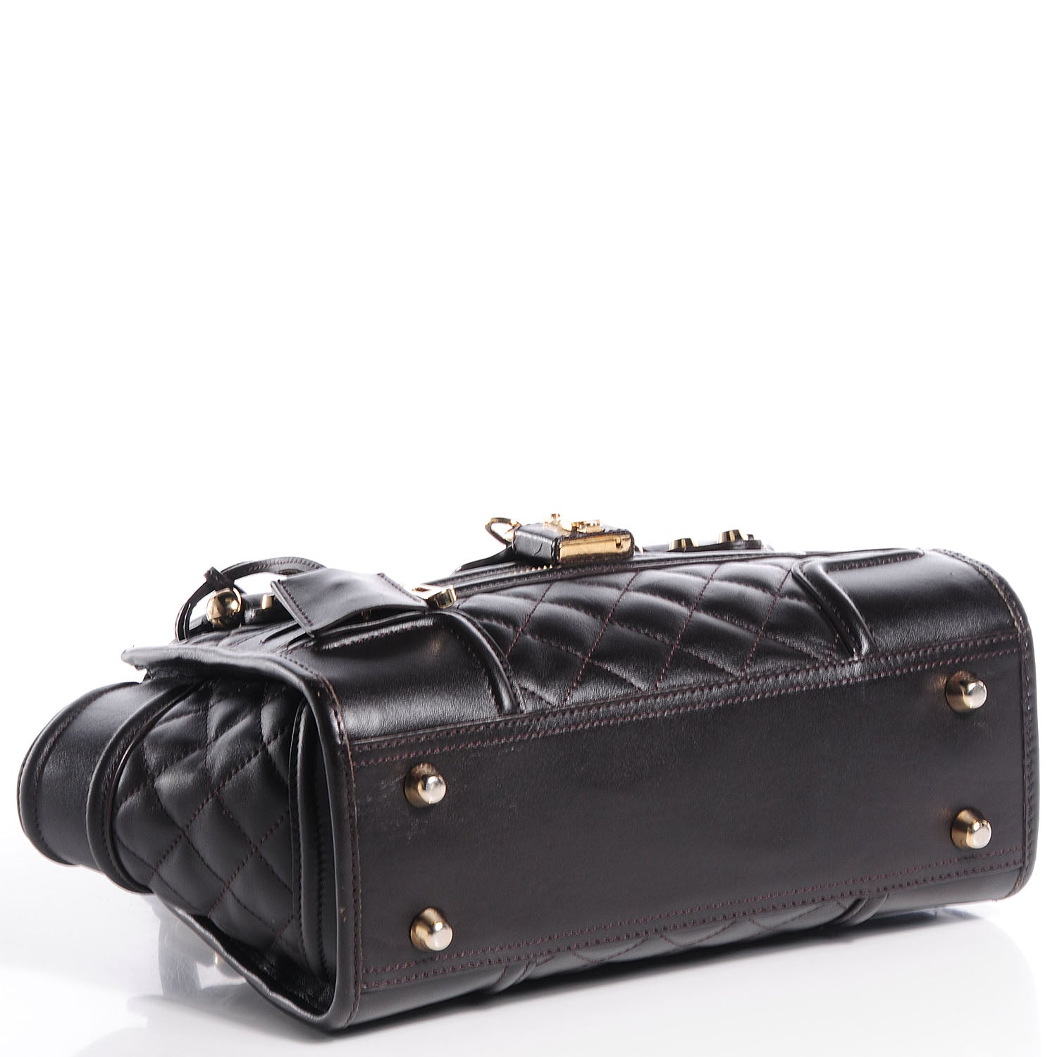 Burberry Quilted Calfskin Manor Tote Dark Brown 4 of 10