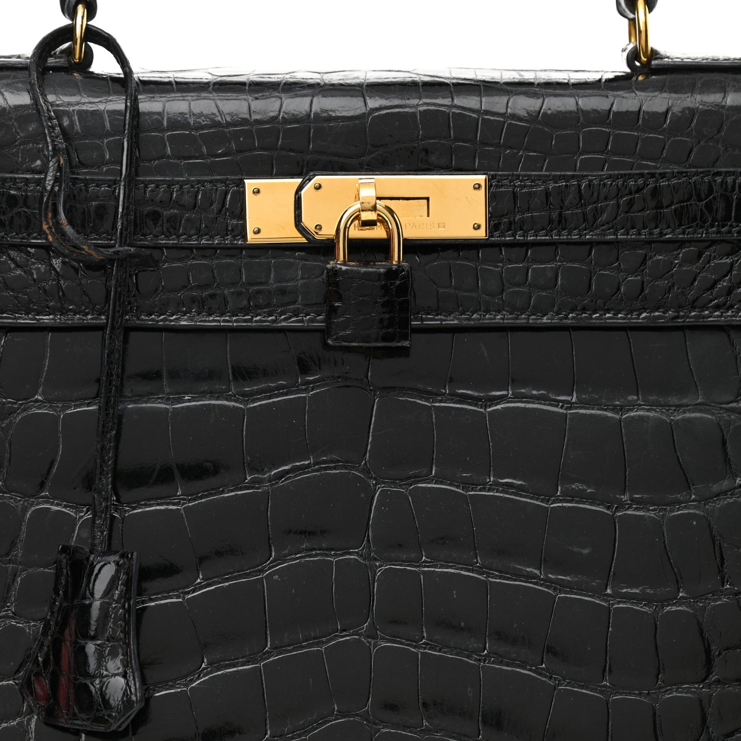 Shiny Alligator Kelly Sellier 28 Black