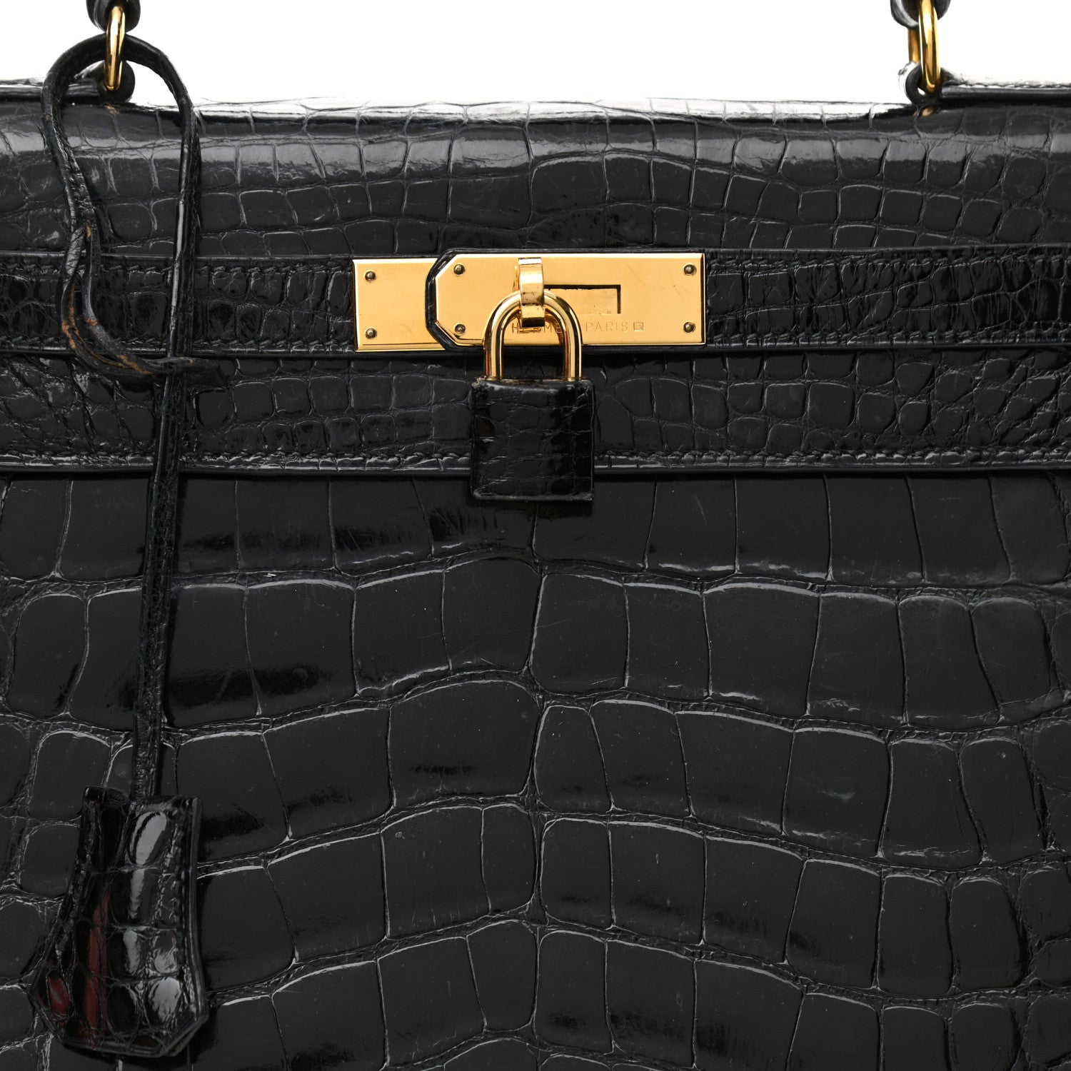 Hermes Shiny Alligator Kelly Sellier 28 Black 8 of 19