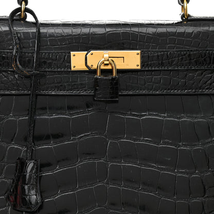 Hermes Shiny Alligator Kelly Sellier 28 Black 8 of 19