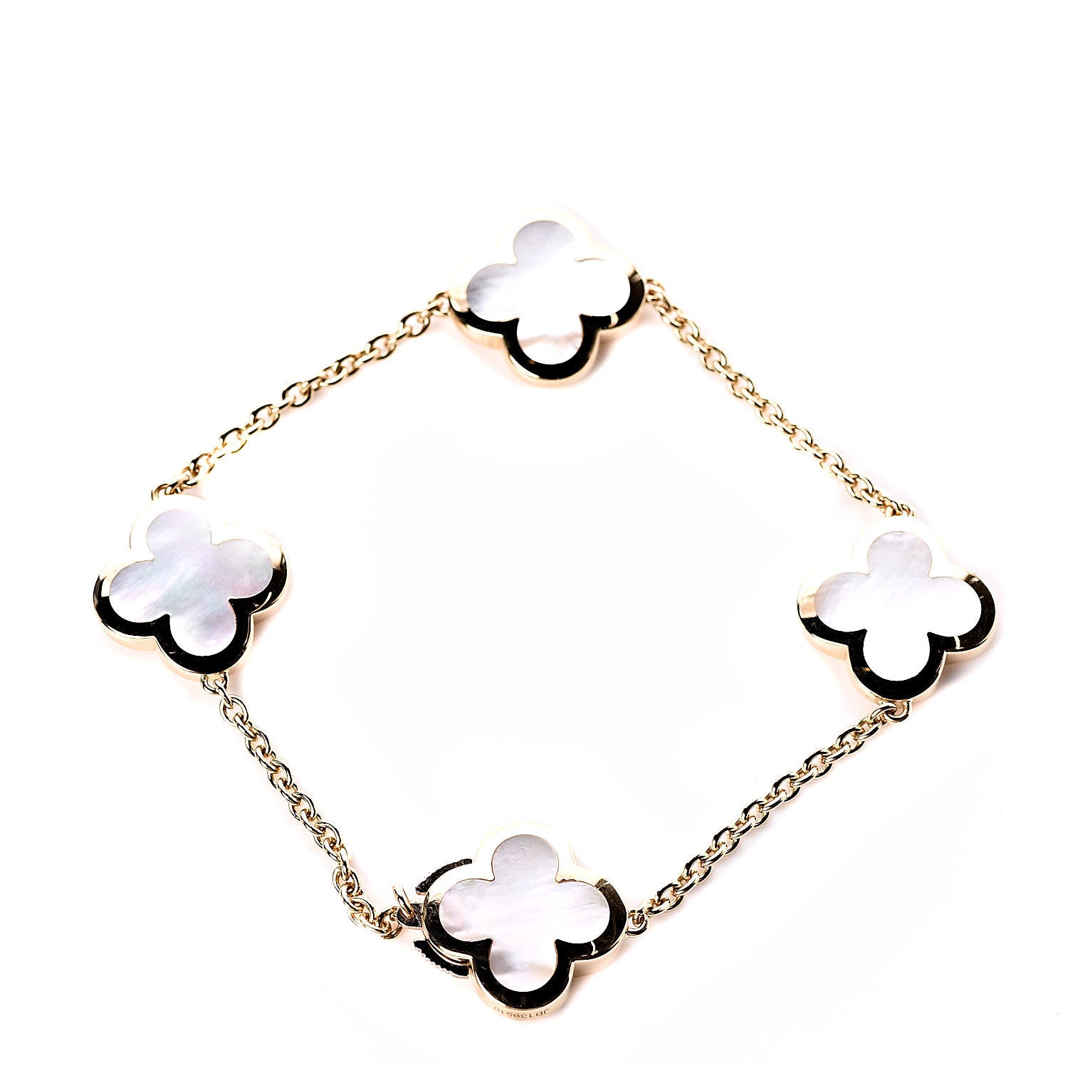 Van Cleef & Arpels 18K Yellow Gold Mother of Pearl 4 Motifs Pure Alhambra Bracelet 3 of 6