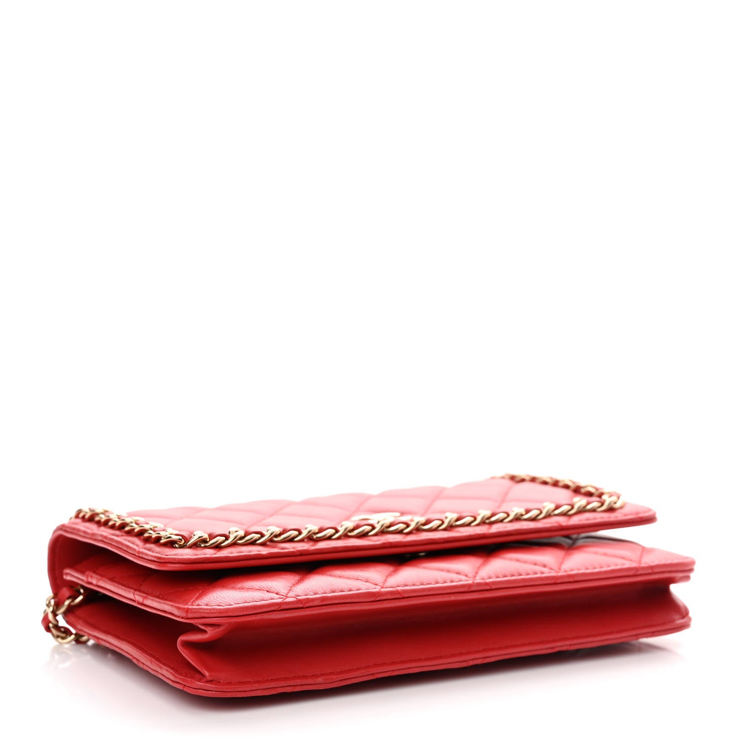 Chanel Lambskin Quilted Chain Around Wallet On Chain WOC Red 4 of 13
