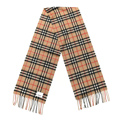 Burberry Cashmere Vintage Check Fringe Scarf Archive Beige 2 of 3