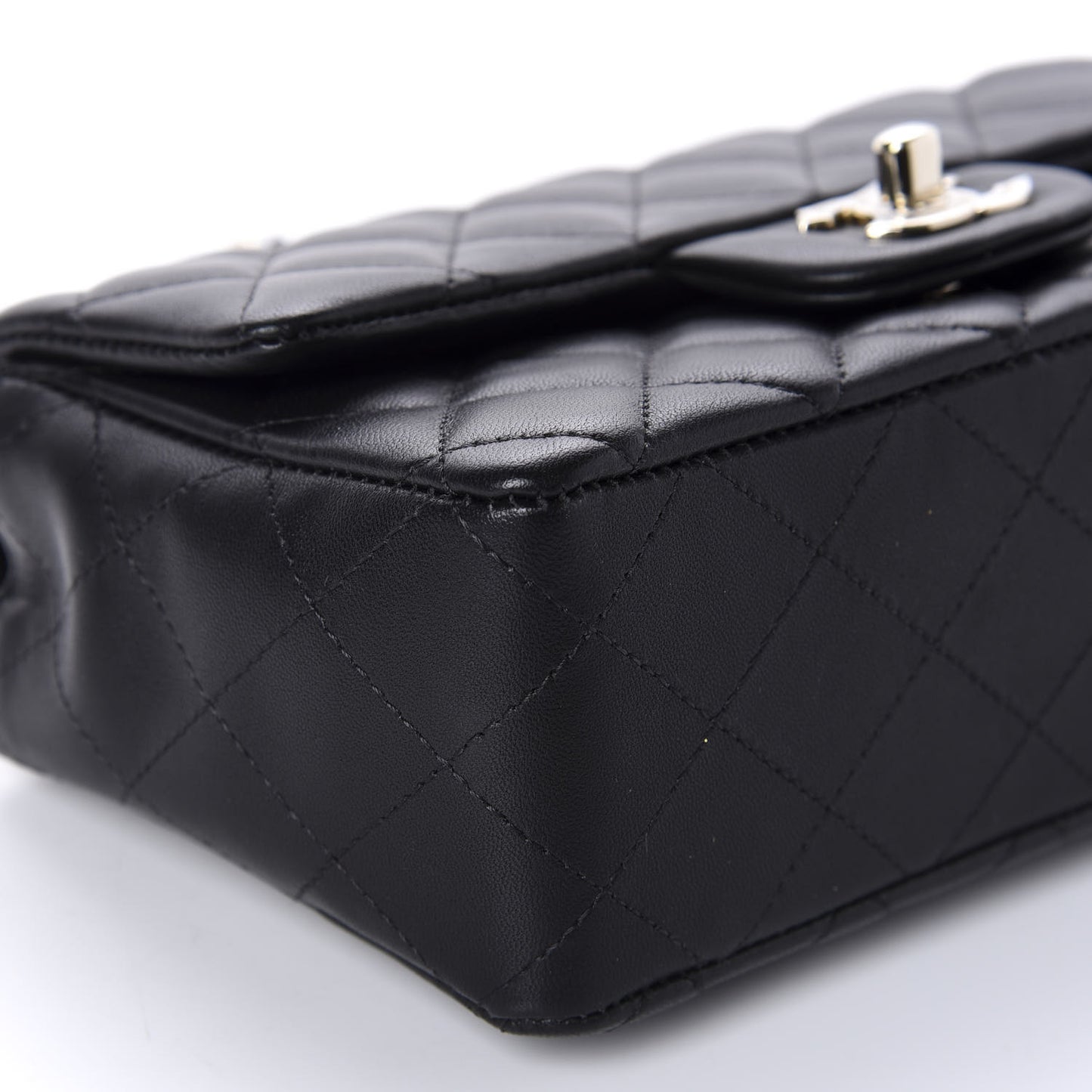 Lambskin Quilted Mini Rectangular Flap Black
