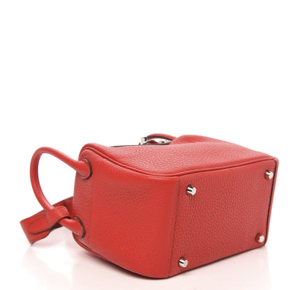 Hermes Taurillon Clemence Mini Lindy 20 Rouge De Coeur 4 of 9