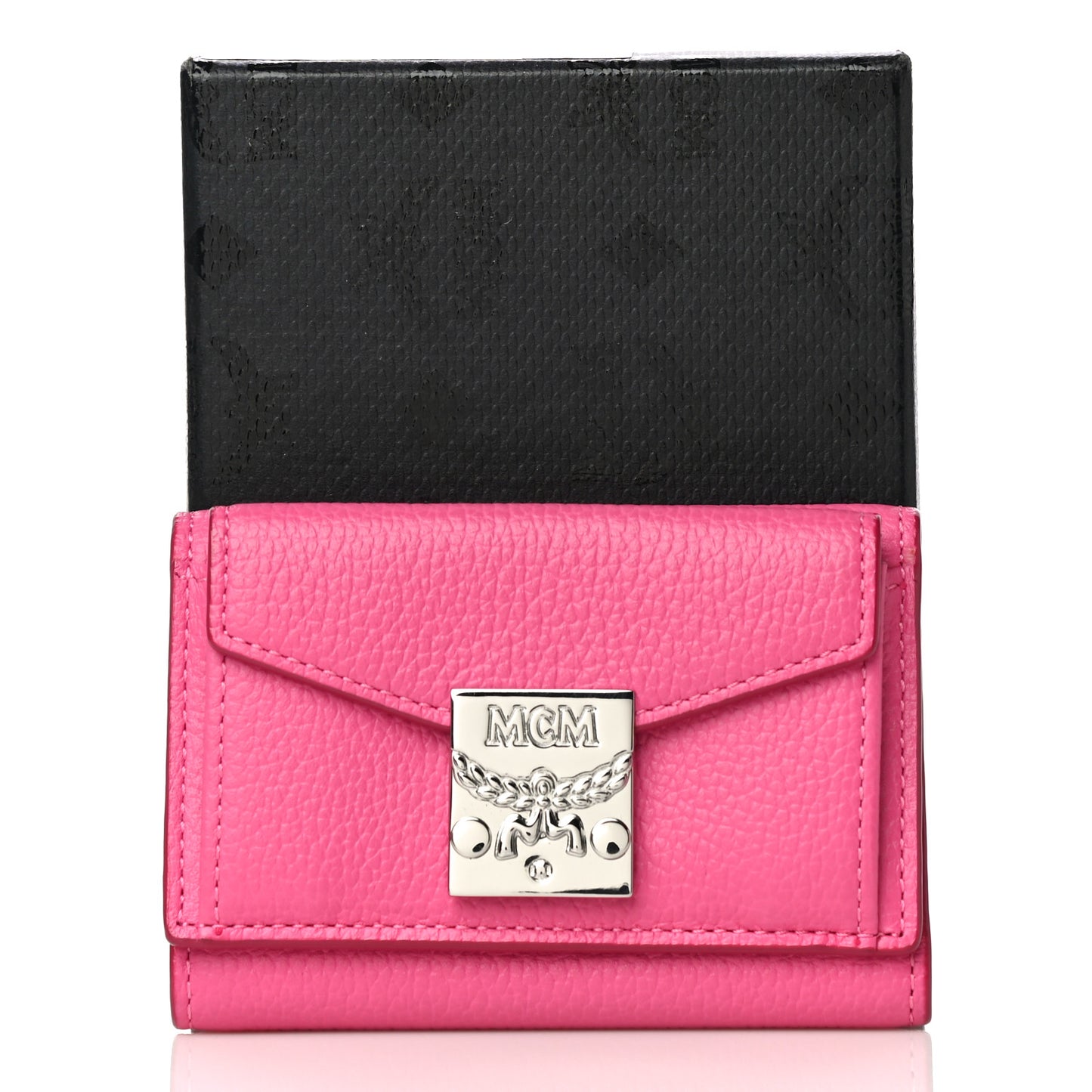 Calfskin Tri-Fold Flap Wallet Pink