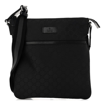 Gucci Nylon Monogram Medium Flat Messenger Bag Black 1 of 10