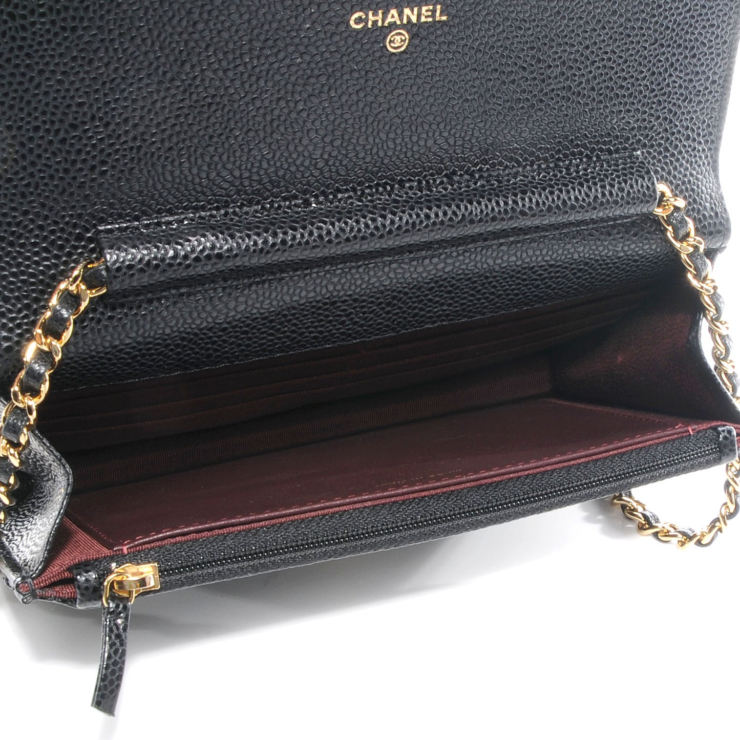 Caviar Quilted Wallet On Chain WOC Black