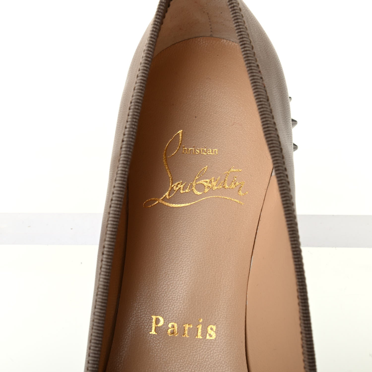 Christian Louboutin Nappa Spiked Hall Flats 36 Nude 7 of 8