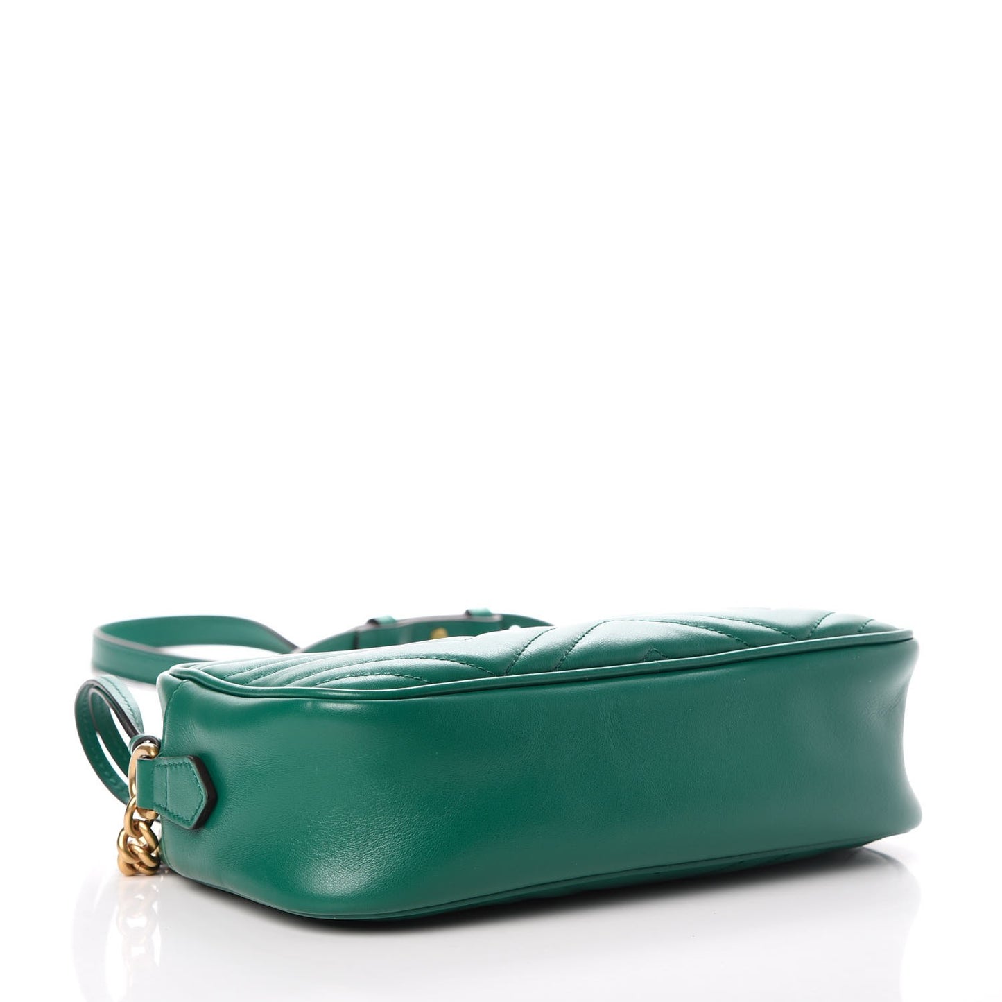 Calfskin Matelasse Small GG Marmont Chain Shoulder Bag Emerald Green