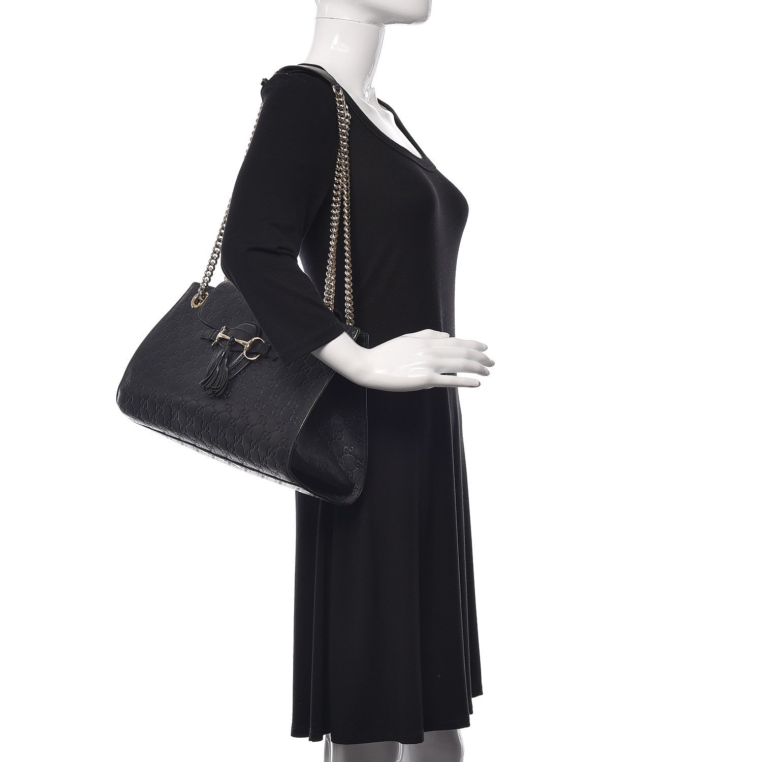 Gucci Guccissima Large Emily Chain Shoulder Bag Black 2 of 16