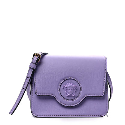 Versace Grained Calfskin La Medusa Shoulder Bag Lilac 1 of 6