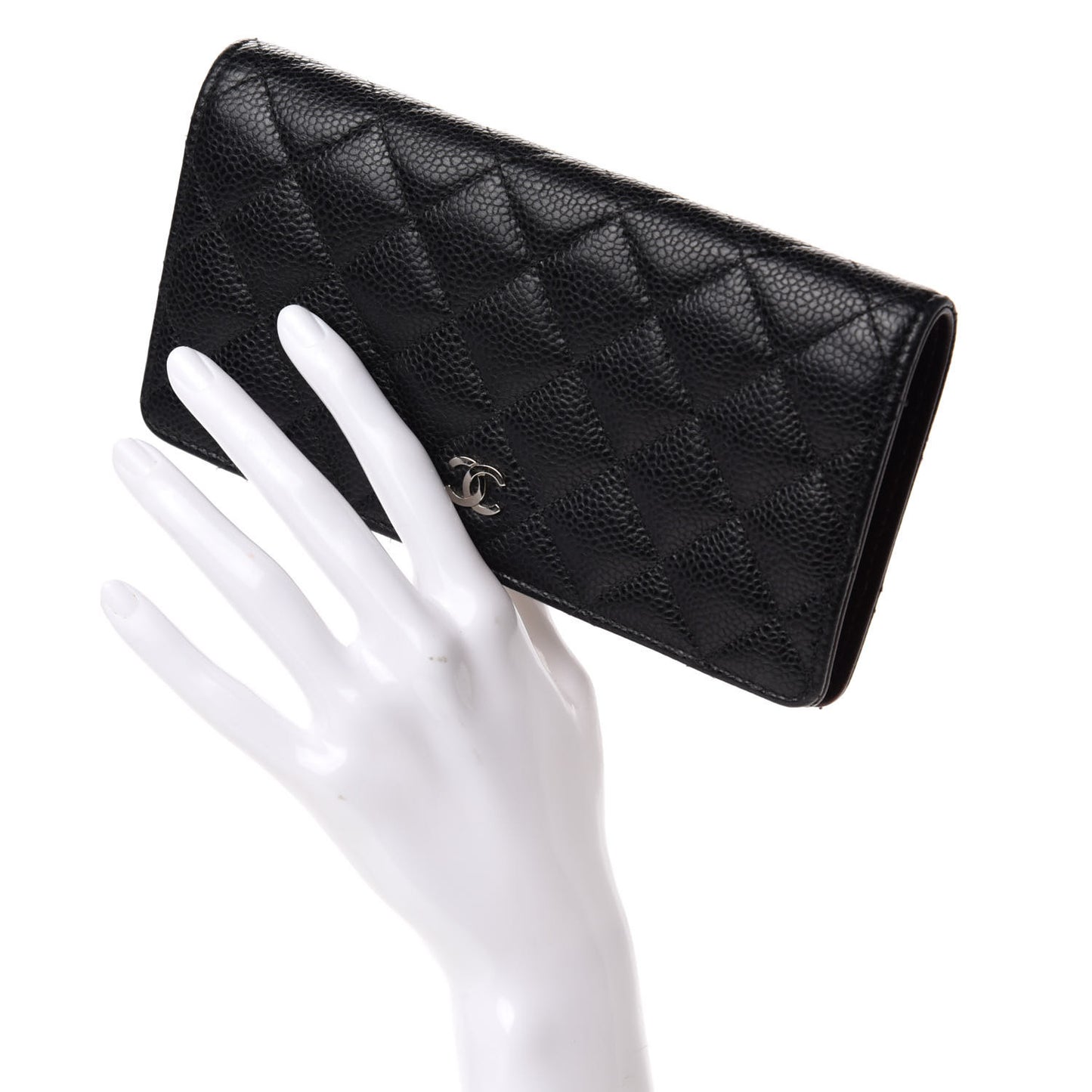 Caviar Quilted Yen Wallet Black
