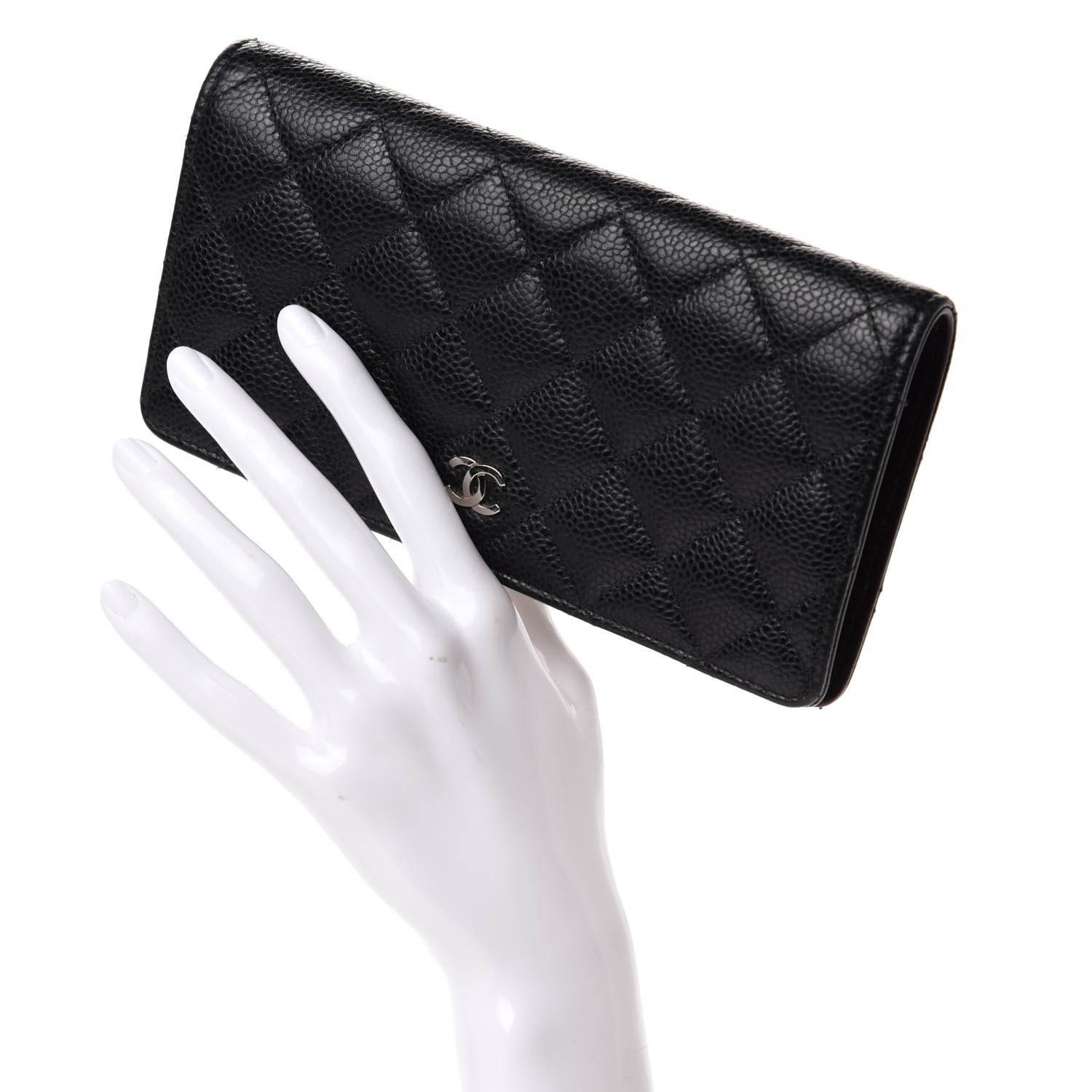 Chanel Caviar Quilted Yen Wallet Black 2 of 11