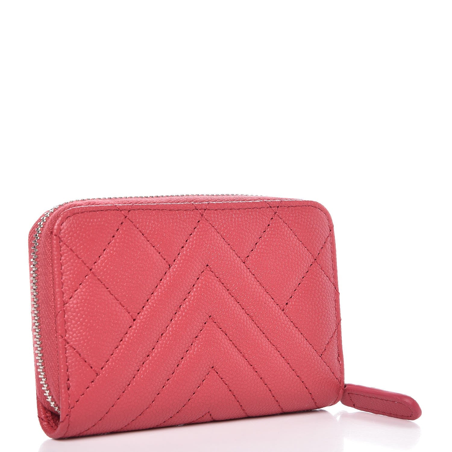 Chanel Caviar Quilted Diamond CC Duo Zip Coin Purse Pink 3 of 8