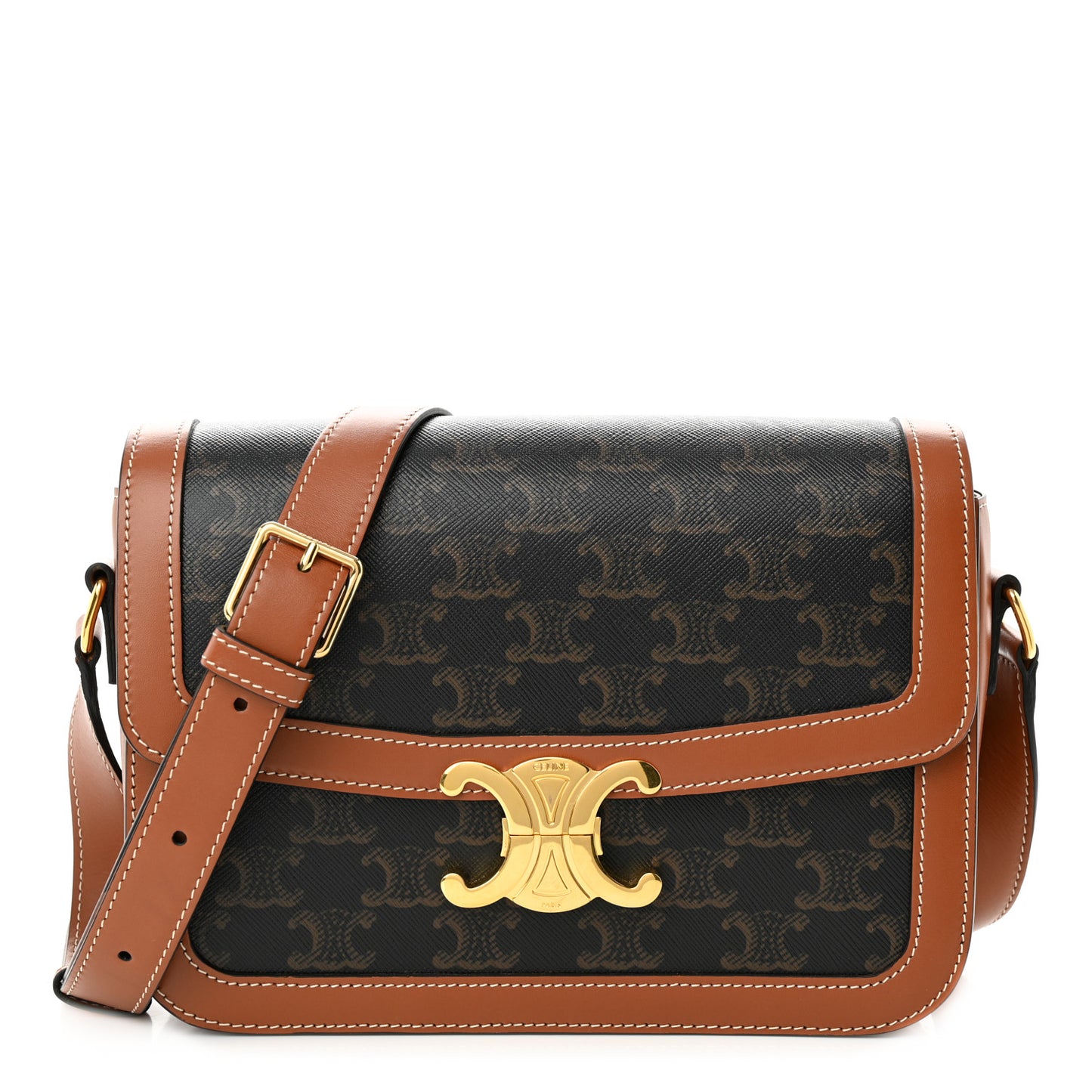 Triomphe Canvas Calfskin Medium Triomphe Bag Tan