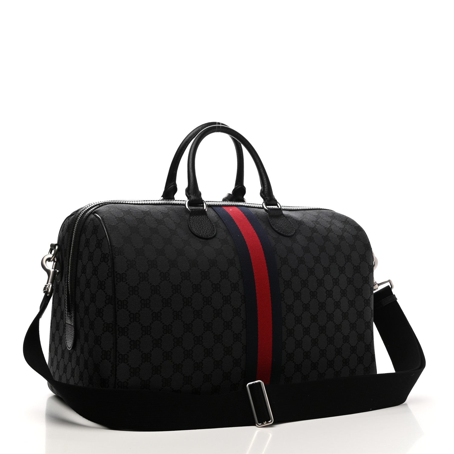 Gucci X BALENCIAGA BB Monogram Web Medium Ophidia Carry-On Duffle Bag Black 2 of 9