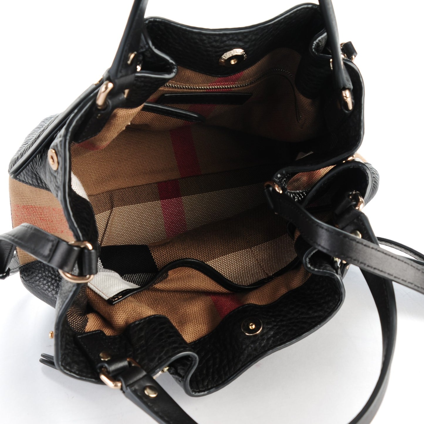 Grainy Calfskin House Check Small Maidstone Black