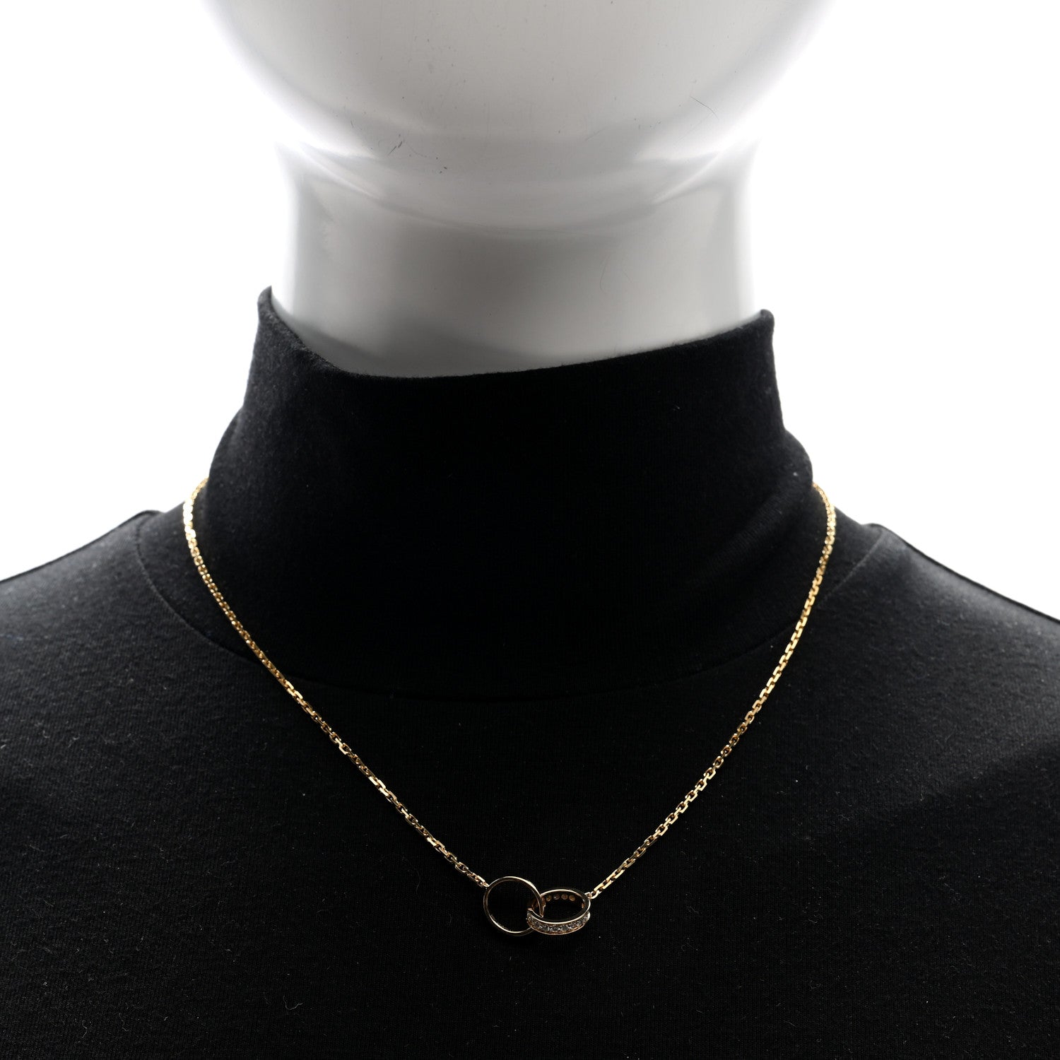 Cartier 18K Yellow Gold Diamond Interlocking LOVE Necklace 2 of 6