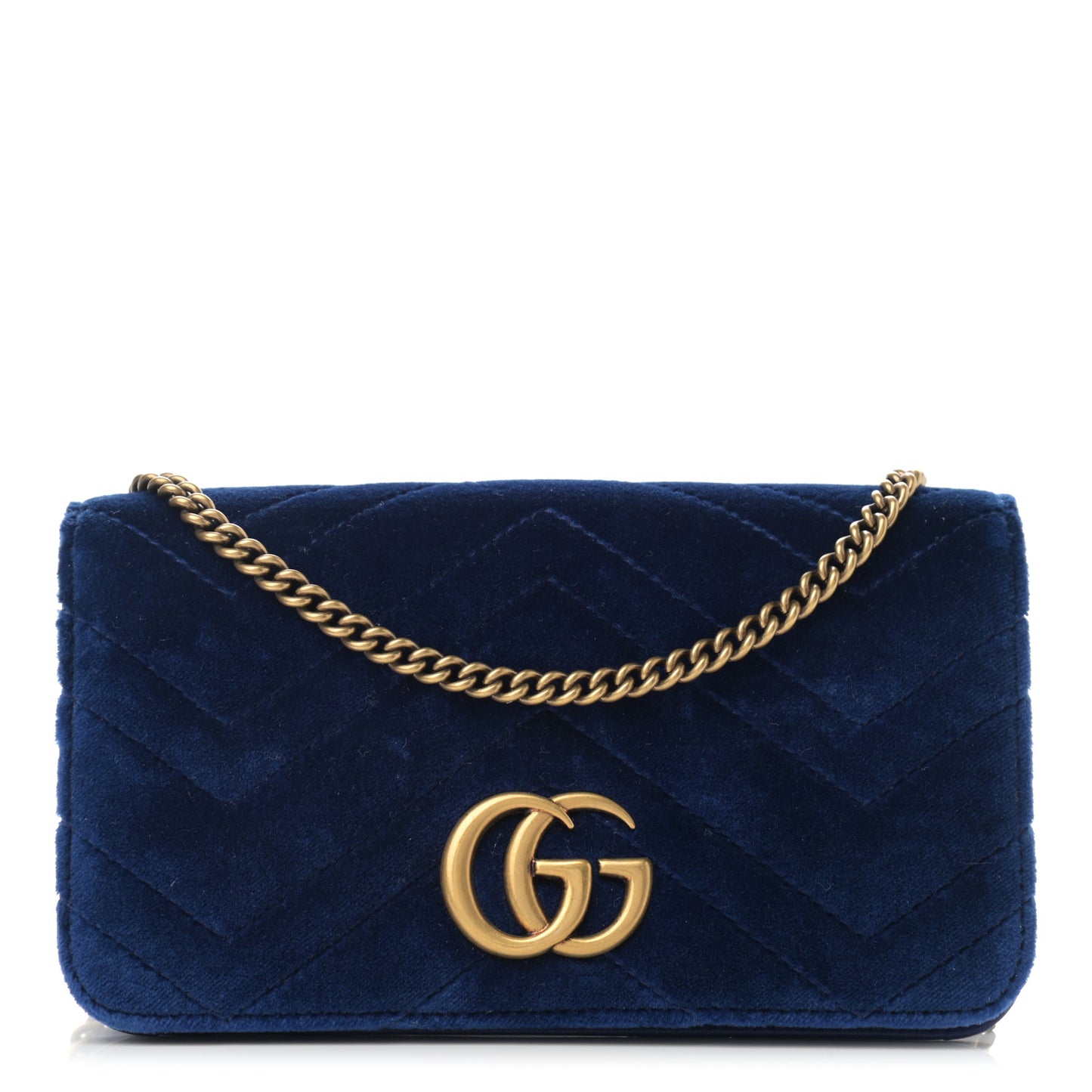 Velvet Matelasse GG Marmont Mini Bag Cobalt Blue