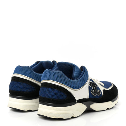 Chanel Mesh Suede Calfskin Womens CC Sneakers 39 Dark Blue Black White 4 of 12