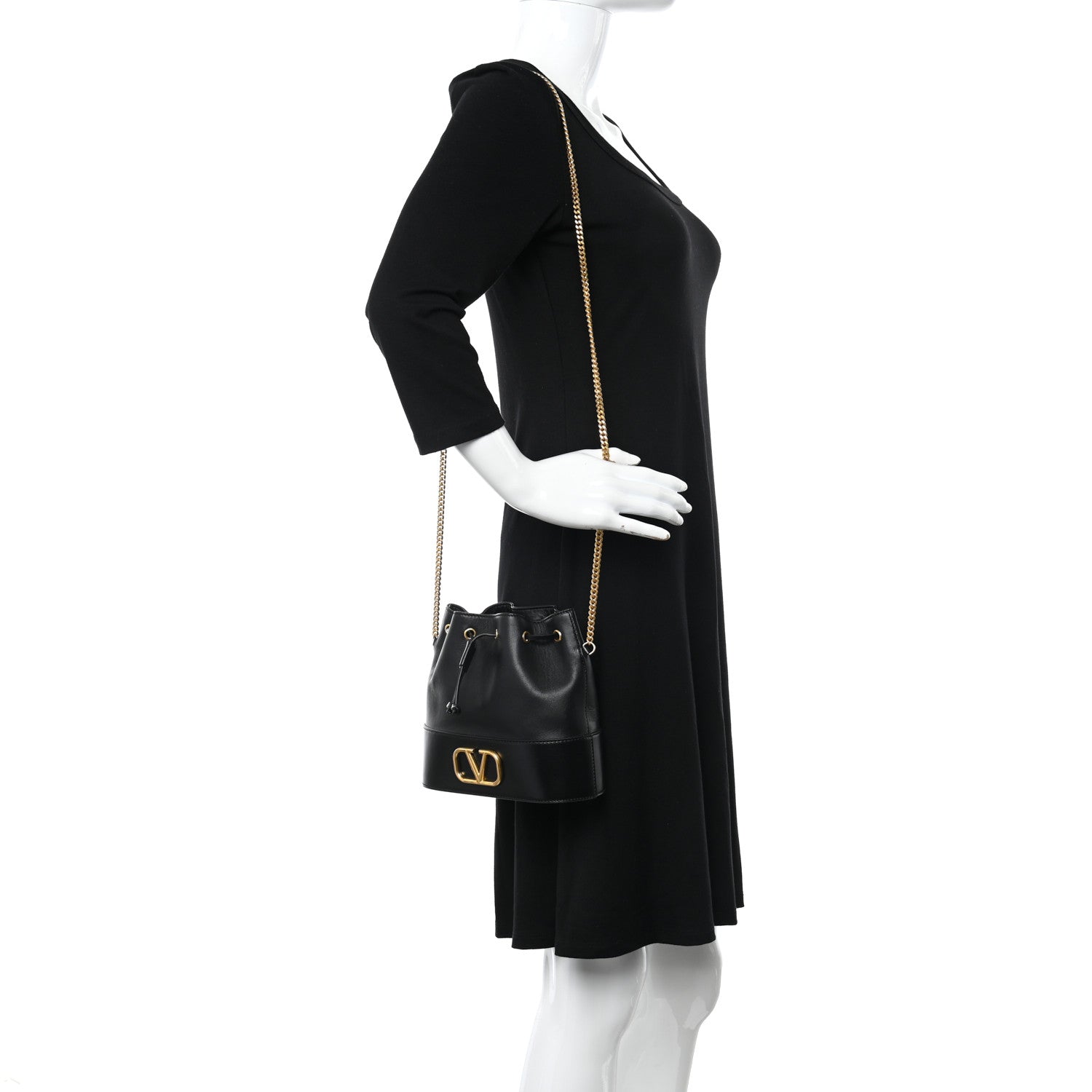 Valentino Garavani Nappa Mini VLogo Signature Chain Bucket Bag Black 2 of 10