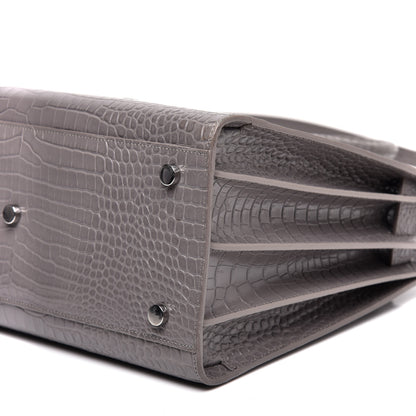 Saint Laurent Calfskin Crocodile Embossed Small Sac De Jour Fog 7 of 11