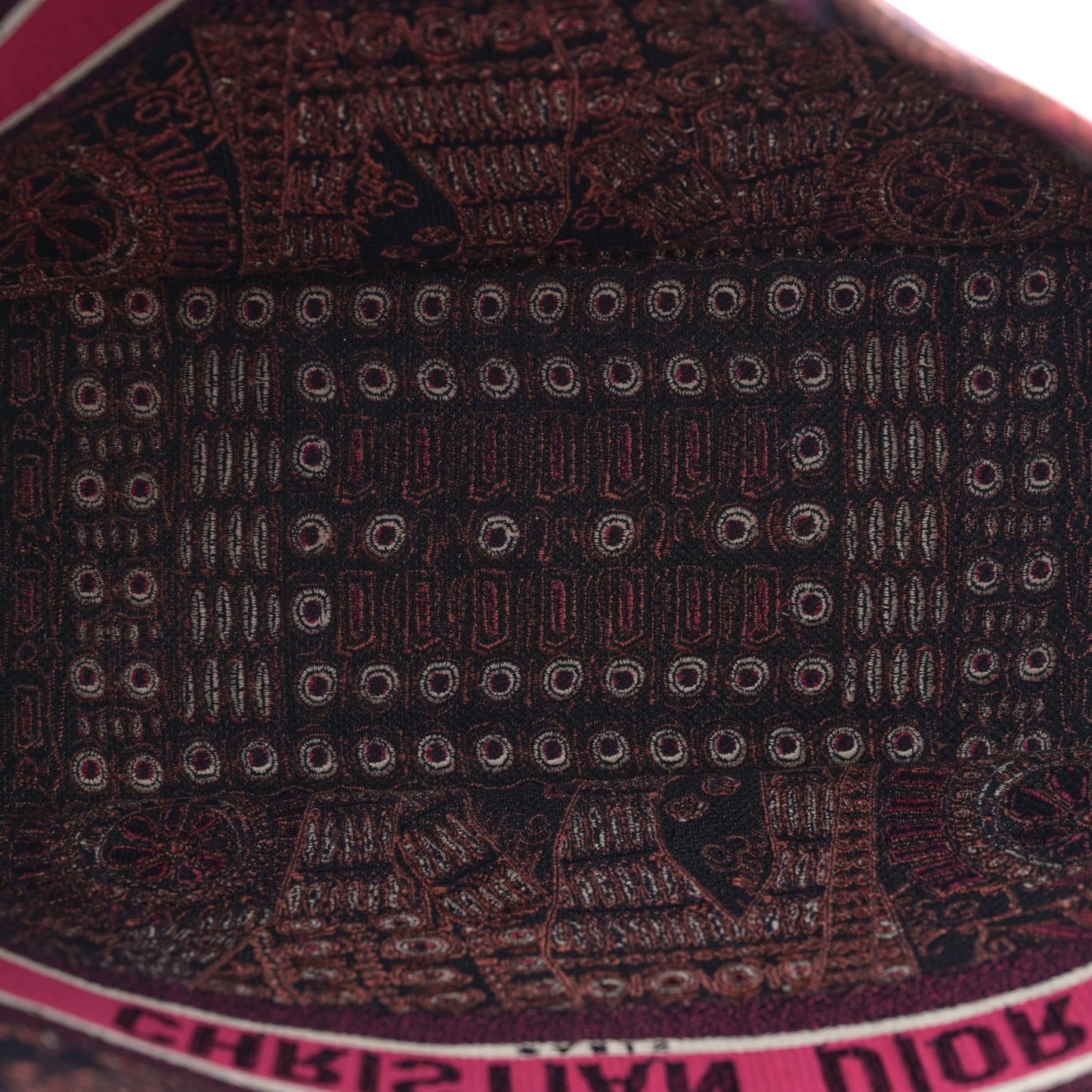 Canvas Embroidered Dior Animals Tiger Book Tote Deep Blue Fuchsia