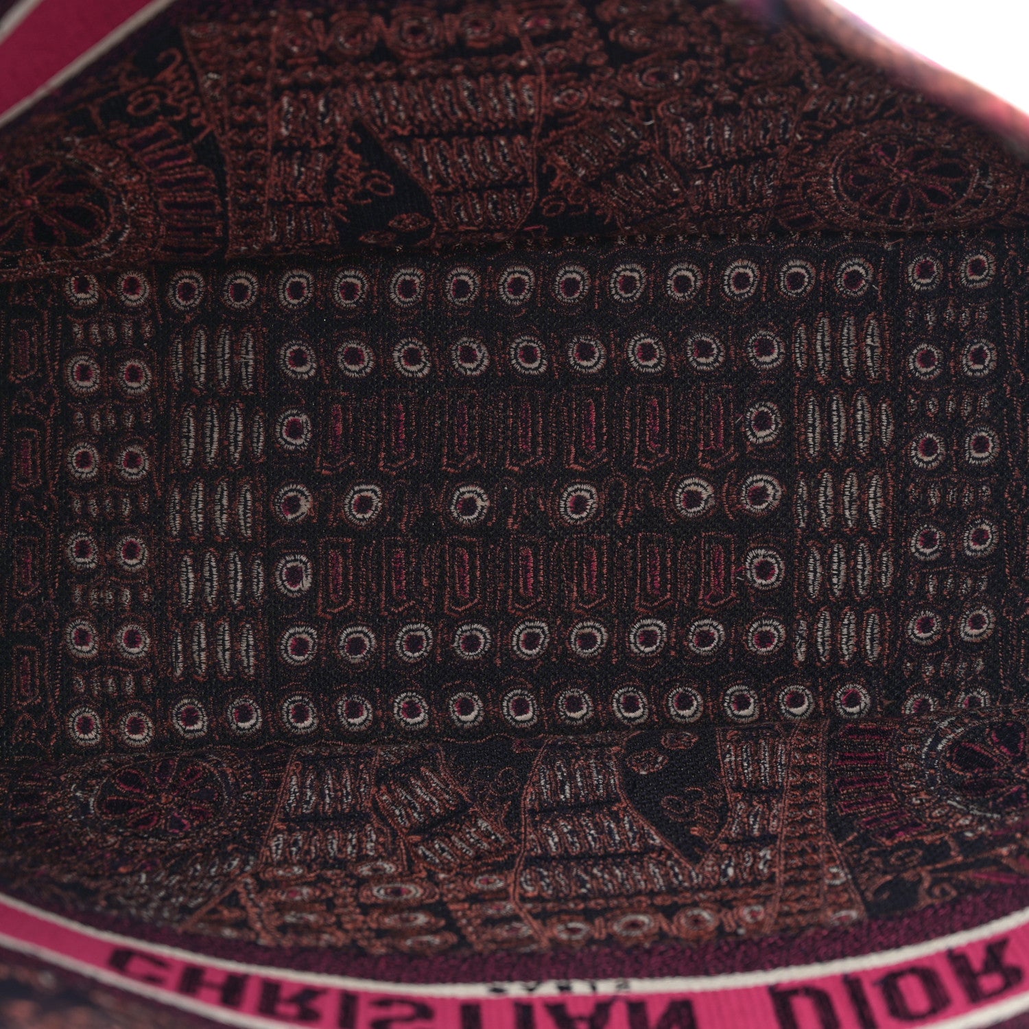 Christian Dior Canvas Embroidered Dior Animals Tiger Book Tote Deep Blue Fuchsia 5 of 13