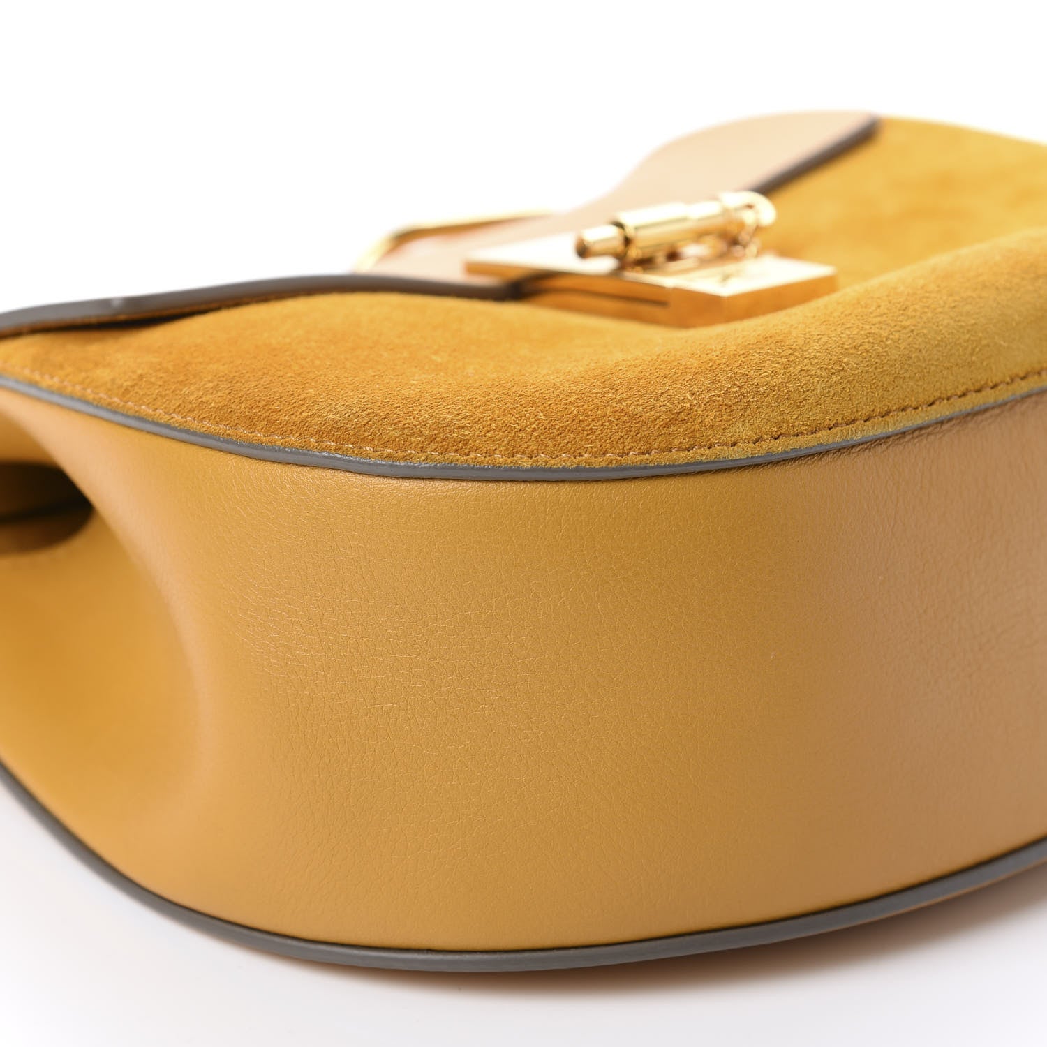 Chloe Suede Smooth Calfskin Drew Shoulder Bag Sunflower 6 of 10
