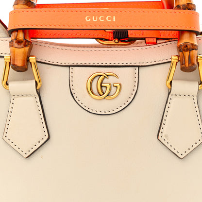 Gucci Wonka Grain Calfskin Mini Diana Tote Bag Mystic White Orange Fluo 8 of 15