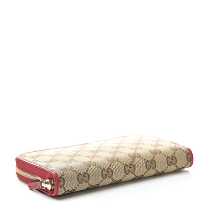 Gucci Monogram Dollar Calfskin Zip Around Wallet Beige Ebony Rosso 4 of 8