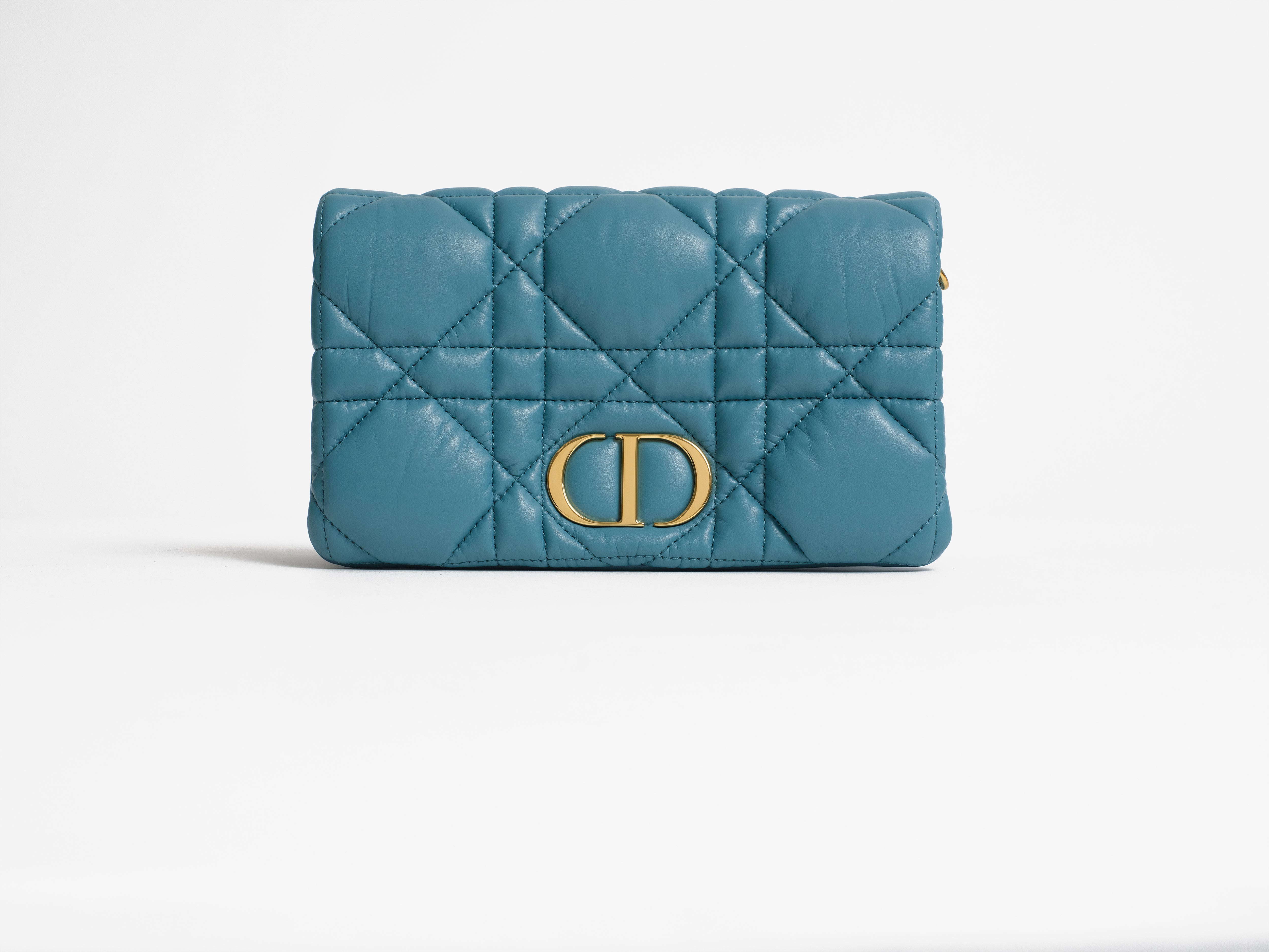 Christian Dior Calfskin Macrocannage Mini Caro Bag Horizon in Blue