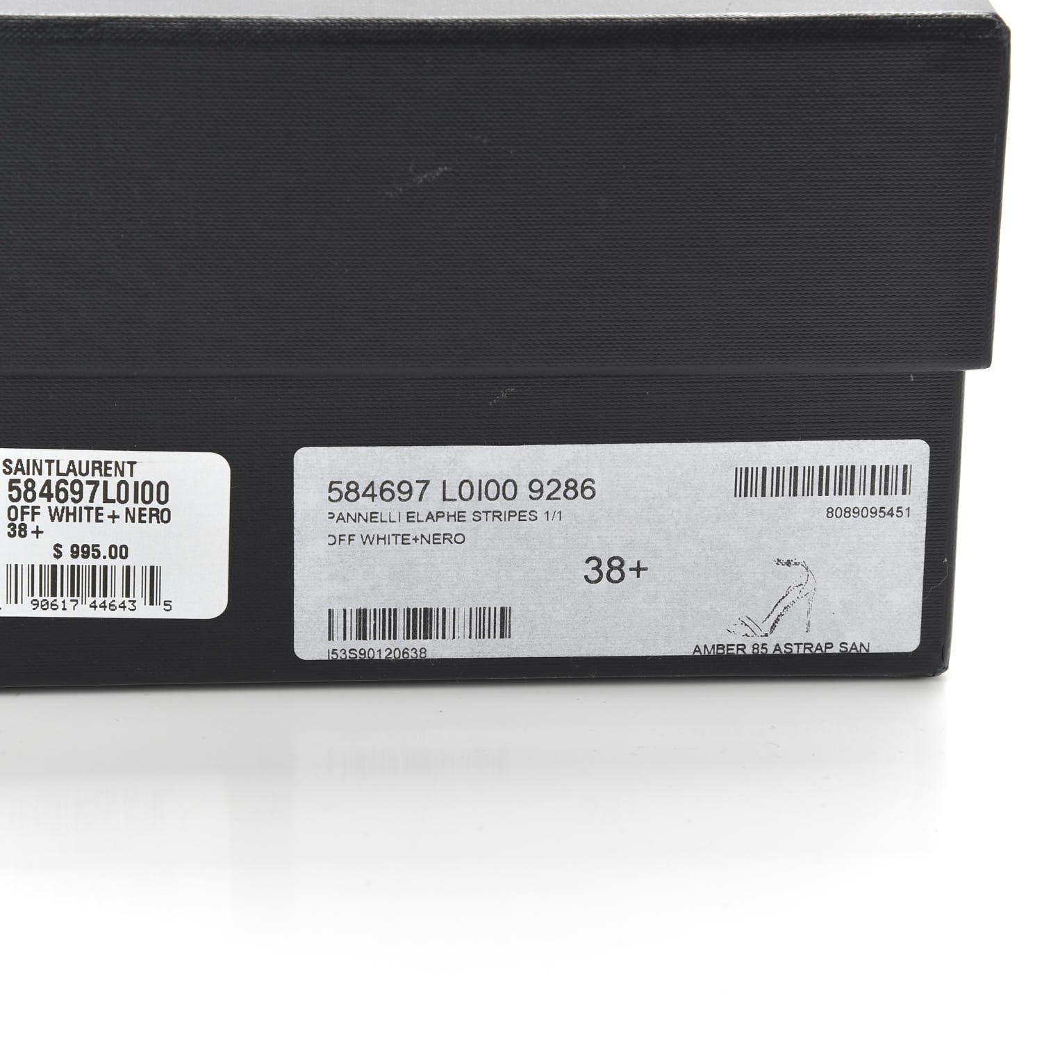 Saint Laurent Snakeskin Striped Amber 85 Heel 38.5 Black Off White 10 of 10