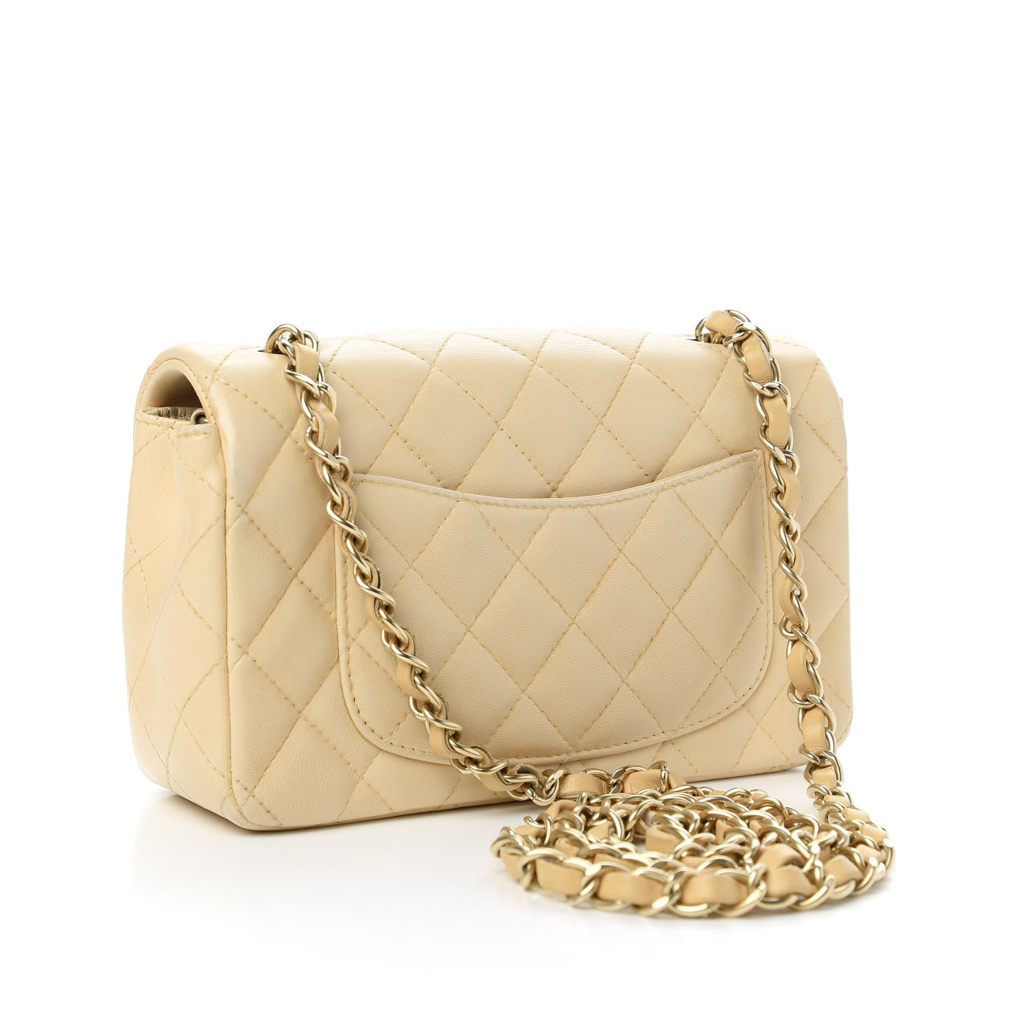 Chanel Lambskin Quilted Mini Rectangular Flap Beige 3 of 11