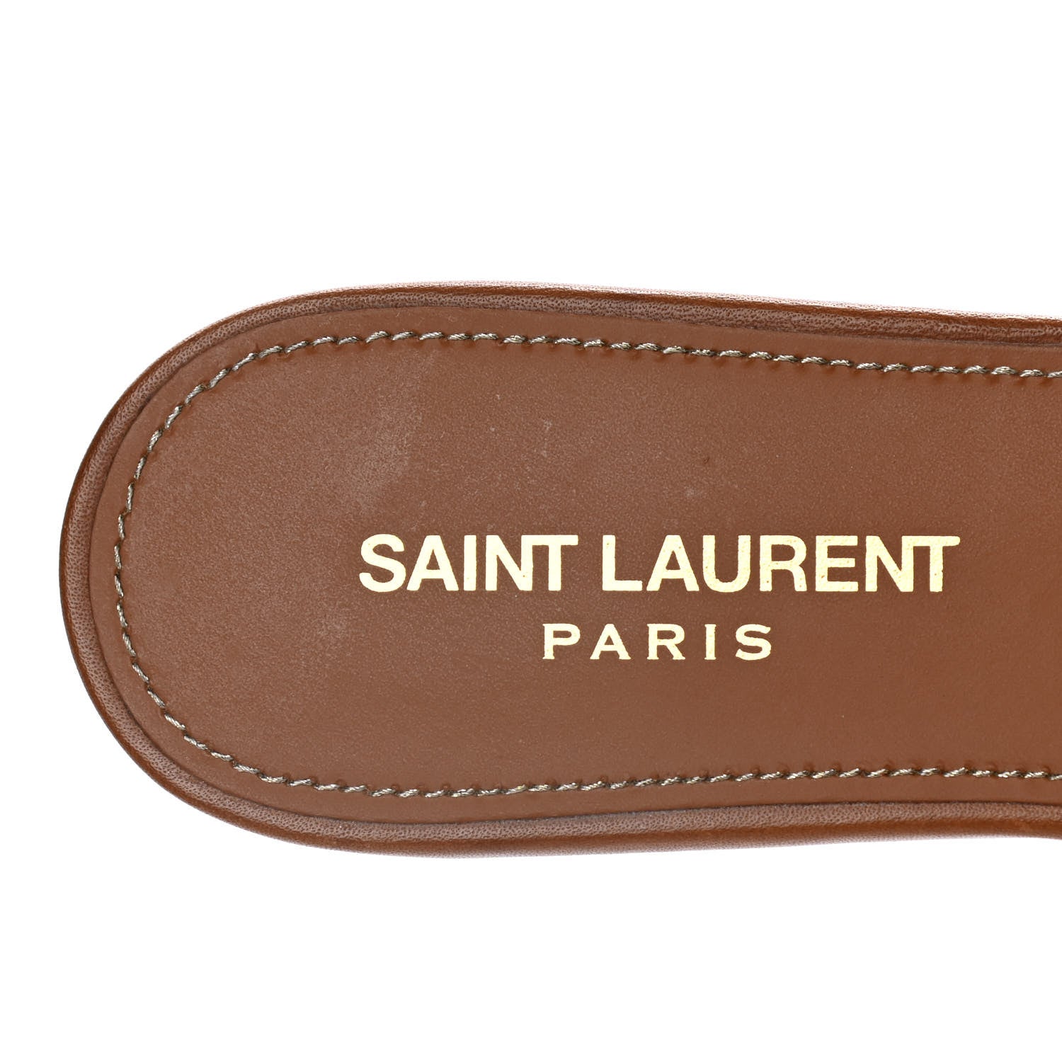 Saint Laurent Calfskin Tribute 05 Slide Sandals 37 Amber 8 of 15