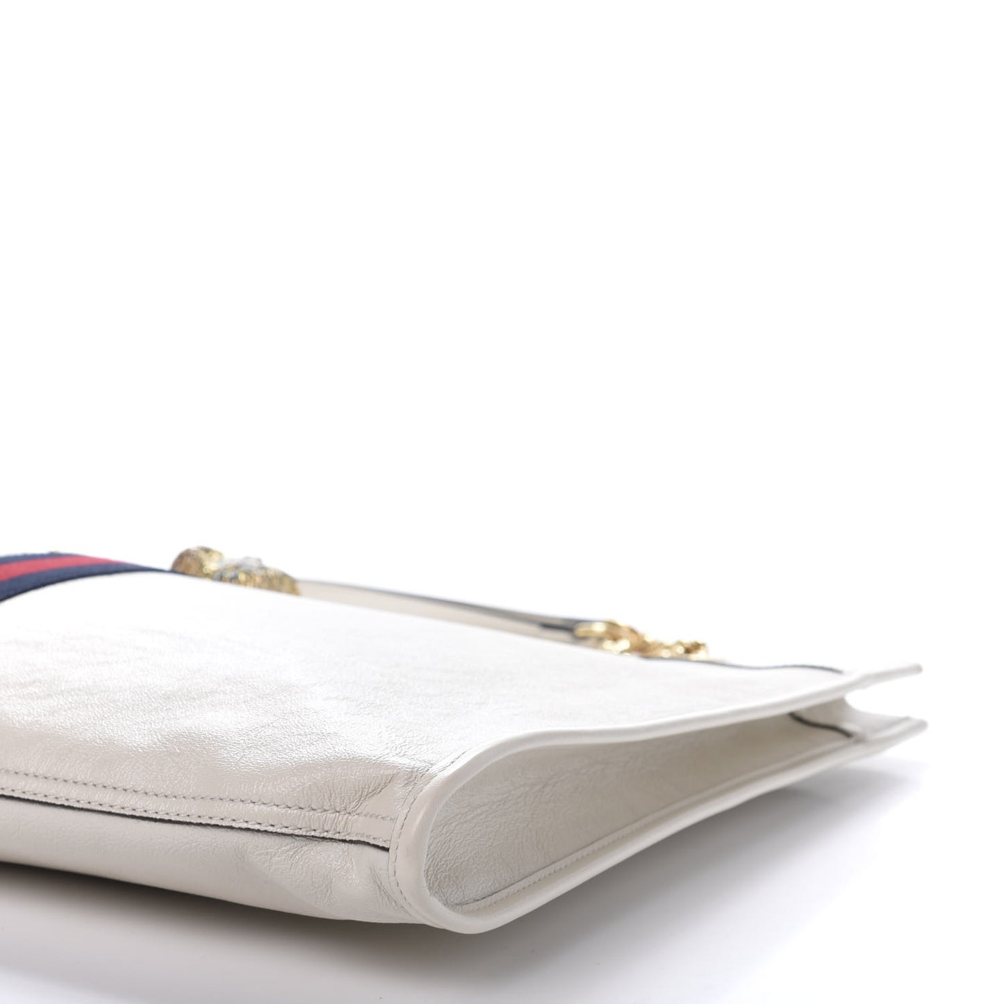 Suede Calfskin Large Rajah Chain Tote White