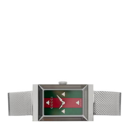 Gucci Stainless Steel 21mm Web G-Frame Quartz Watch Green 2 of 4