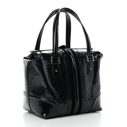 Gucci Patent Horsebit Embossed Treasure Boston Black Blue 3 of 10